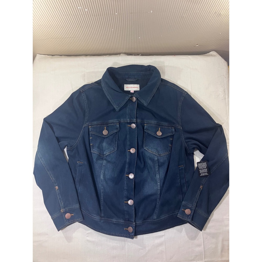 MOLLY ISADORA NWT Womens‎ 2X Denim Jacket Blue Jean Button Front Long Sleeve